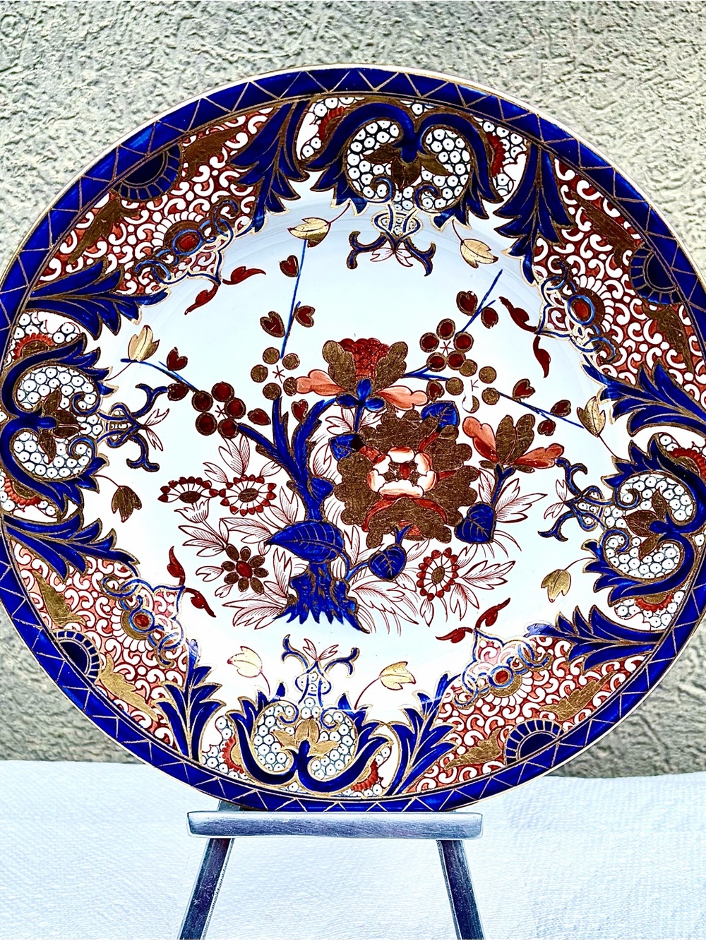Royal Crown Derby Imari-Style Blue, Gold & Brown Floral Charger
